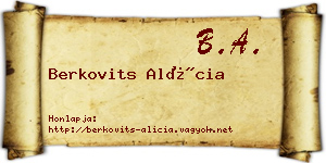 Berkovits Alícia névjegykártya